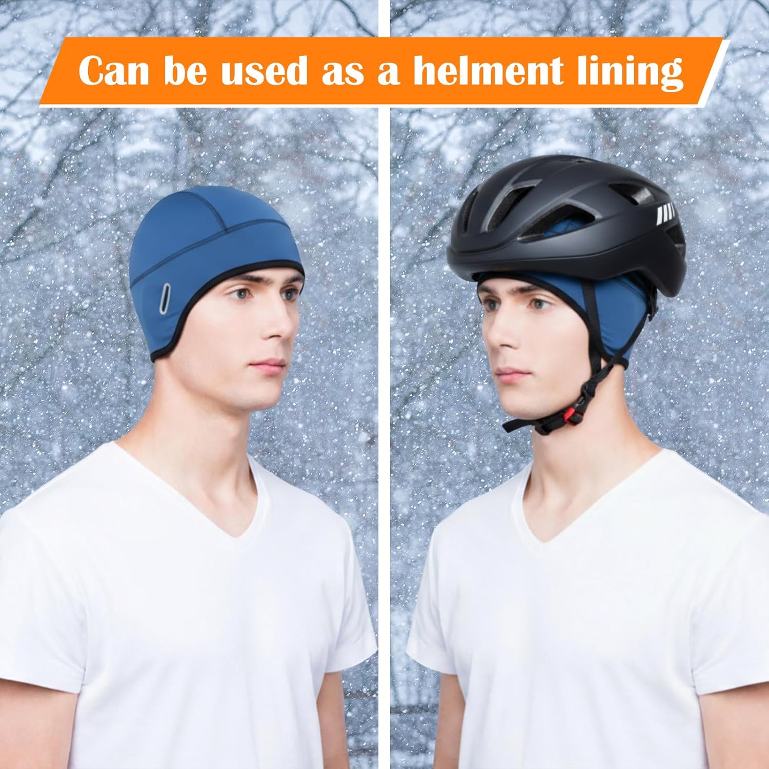 Handepo 6 Pcs Winter Helmet Liner Skull Cap with Glasses Holes Thermal Cycling Caps Thermal Beanie Running Hat for Men Women - Image 5