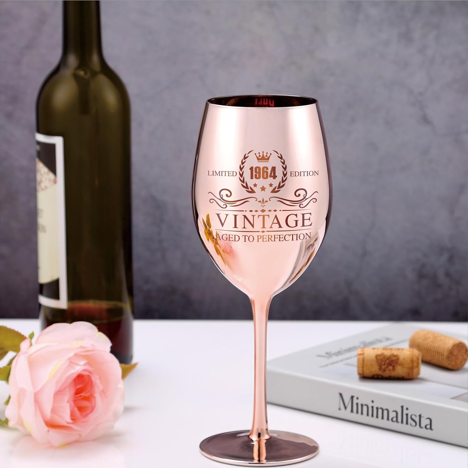 Vintage 1964 Wine Glass - 60th birthday gifts for women - Turning 60 Year Old Birthday Decorations - For Friends, Daughter, Sister Mom - Image 3