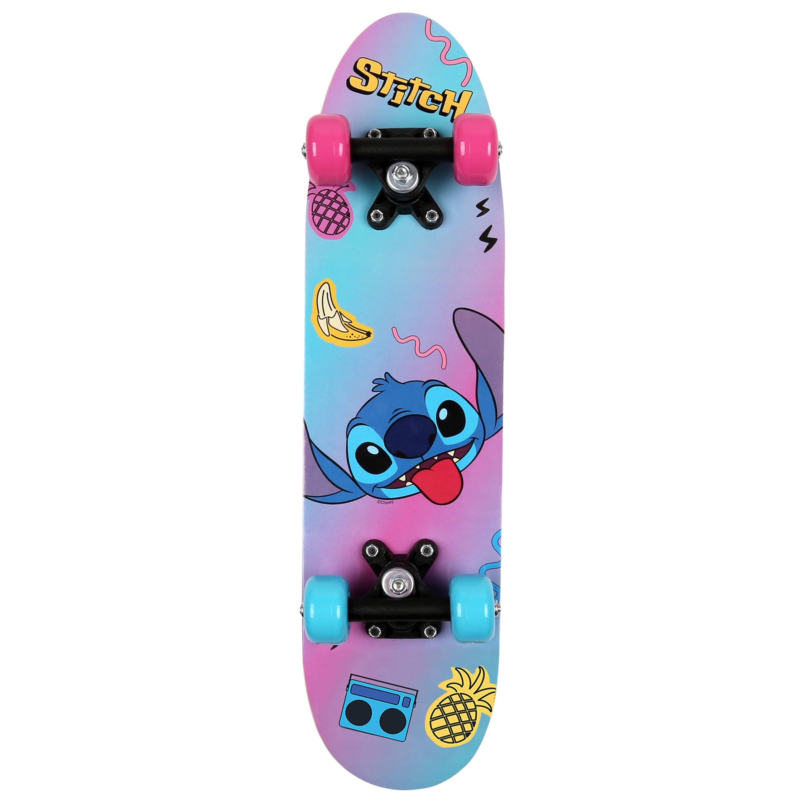 Disney Stitch Planche à roulettes en Bois 61cm, antidérapante, légère et Stable 20-50kg