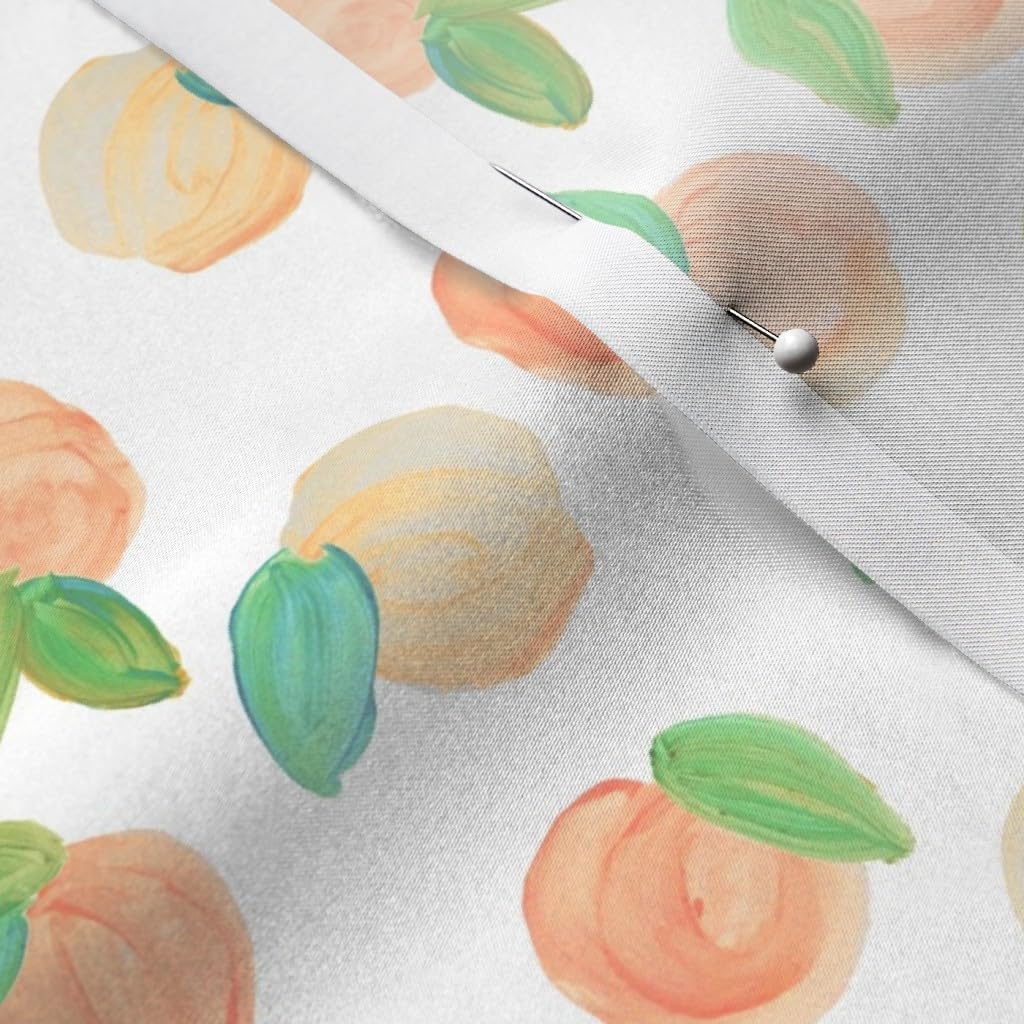 Spoonflower Fabric - Sweet Peach Small Peaches Watercolor Fruit Printed on Satin Fabric by The Yard - Sewing Lining Apparel Fashion Blankets Decor