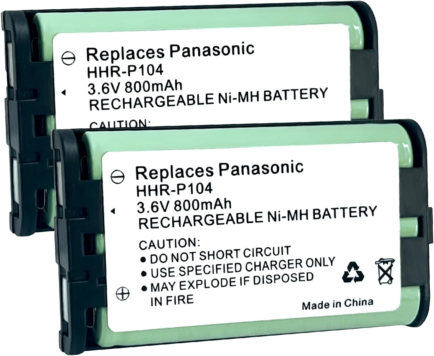 2PACK Cordless Phone HHR-P104 3.6V 800mAh NI-MH AAA Rechargeable Battery for Panasonic Replacement Battery