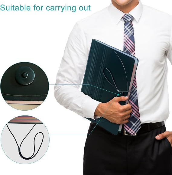 24 Pockets Expanding File Folders, Portable Accordion A4 Expandable File Organizer, Large Capacity Multicolour File Bag for Business/Office/Study