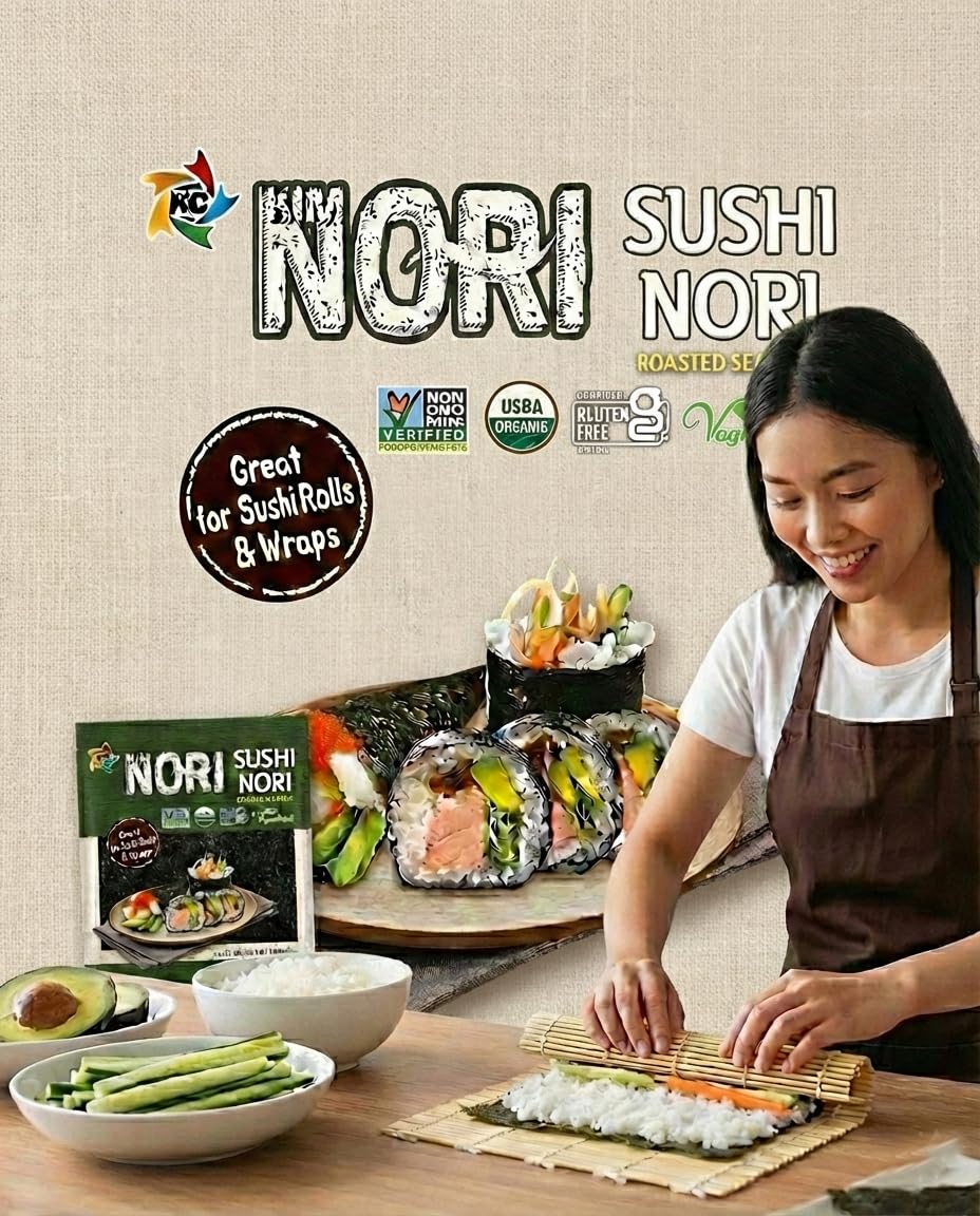 Amazon.com : Kimnori Organic Twice-Roasted Sushi Nori – 50 Full