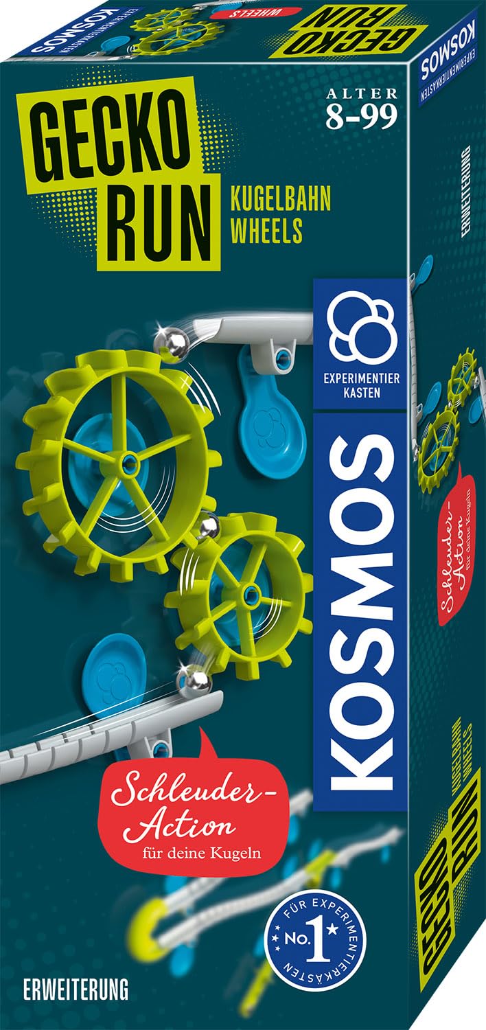 Kosmos 621315 Gecko Run Wheels Expansion, Accessories for Cool Vertical Marble Runs, with Additional Track Elements, for Children from 8 Years