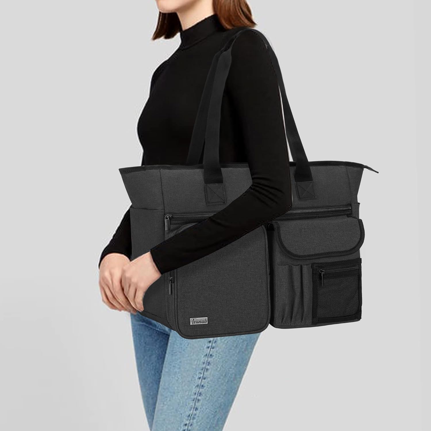 Trunab Teacher Tote Bag Work Bag with Multiple Pocket and Padded Compartment for up to 15.6”Laptop - Image 2