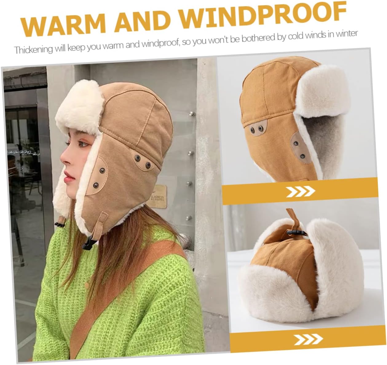 Professional Winter Hat Outdoor Warm Outdoor Sports Hat for Men Women Windproof Headgear Yellow