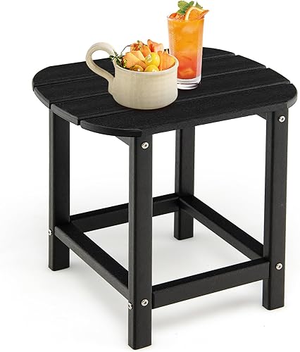 Tangkula Mesa auxiliar para exteriores, mesa Adirondack resistente a la intemperie, mesas auxiliares para silla para interiores y exteriores, HDPE