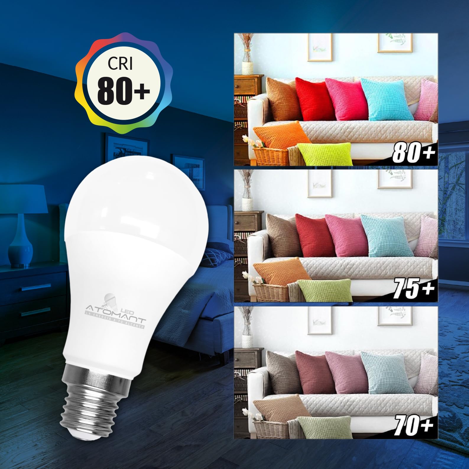 LED ATOMANT 100x LED Lampe E27 A60 12W Kaltweiß 1300lm | Großer Sockel, 6500K, Globuslampe
