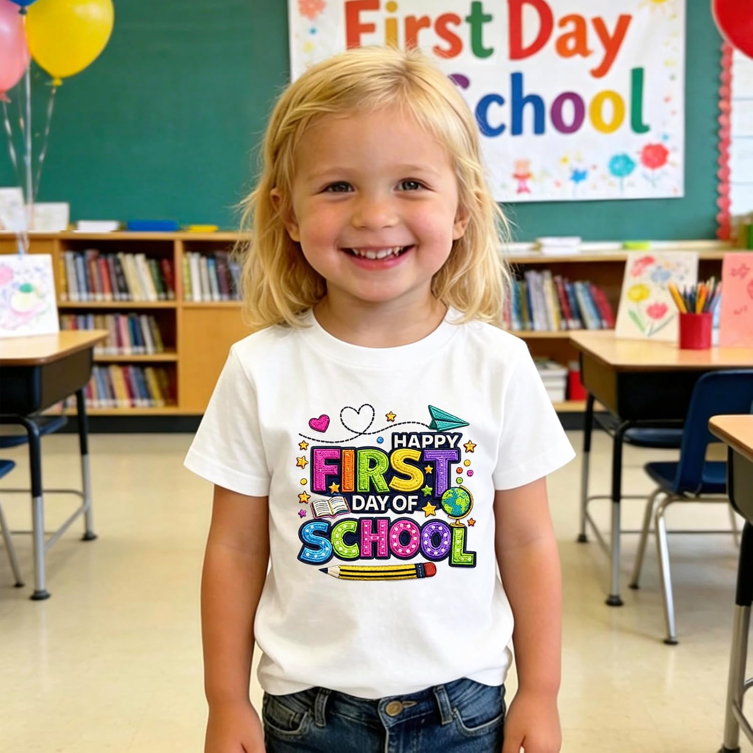 HELLO MEOW First Day of School Shirt for Boys Girls - Welcome Back to School Cotton Tee K-3rd Grade 4-8Y