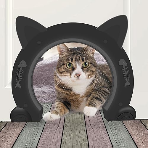 Miniatura 7 de Puerta de gato para puerta interior, puerta de gato interior, puertas de mascotas para gatos, 10.55 x 2.45 x 9.05 pulgadas (L)