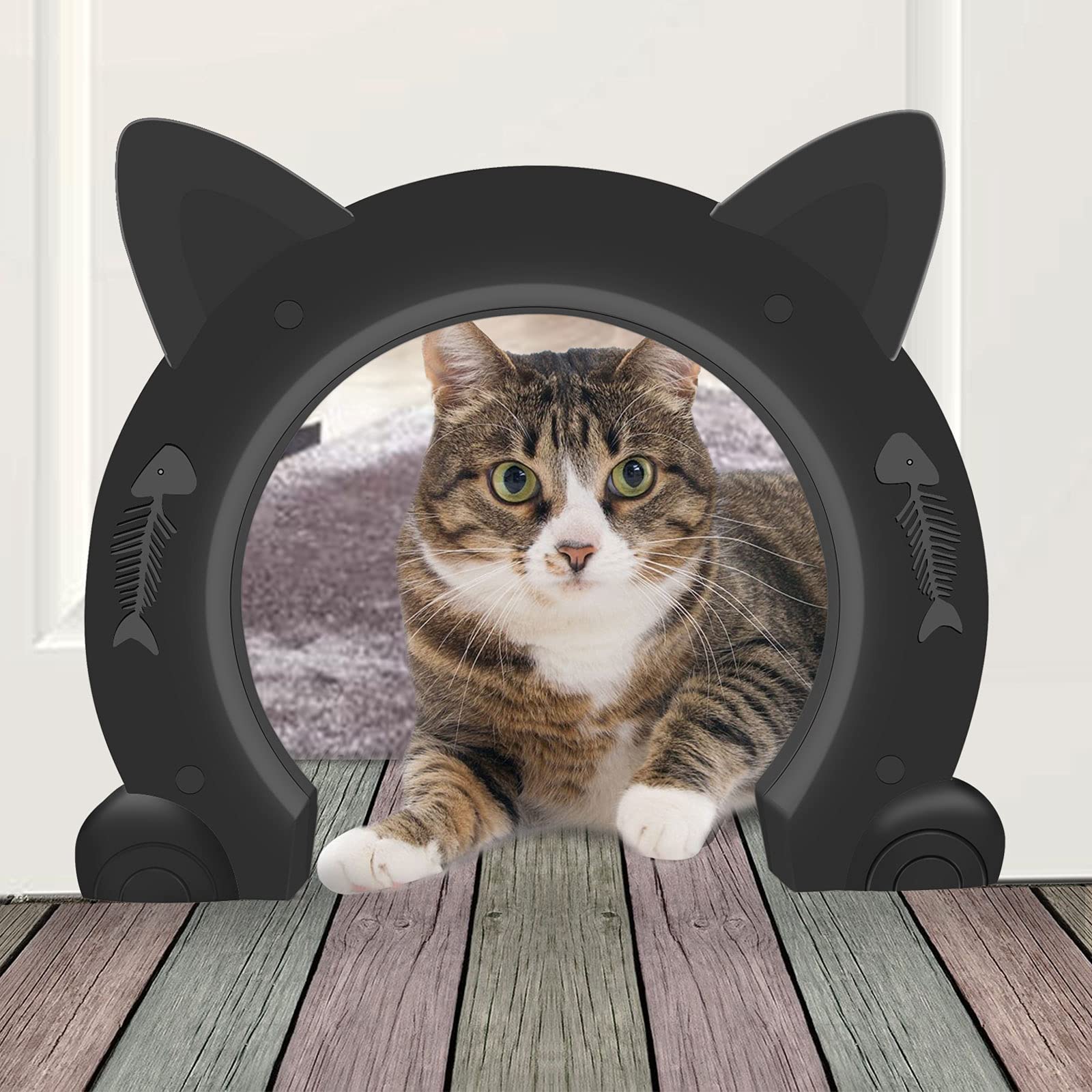 Porte intérieure pour chat - Porte intérieure pour chat - Portes pour animal domestique - 26,8 x 6,2 x 23 cm (L) Noir