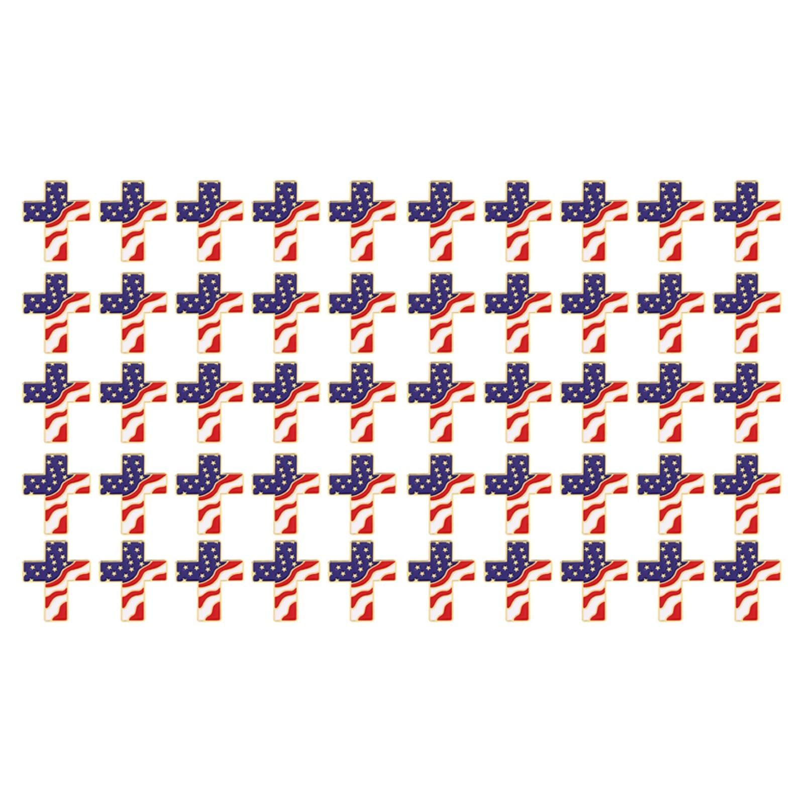 Pin de cruz patriótica de perfil delgado con cierre de dos vías, coleccionables patrióticos, perfecto para mochilas, chaquetas y gorras, insignia de la bandera de Estados Unidos