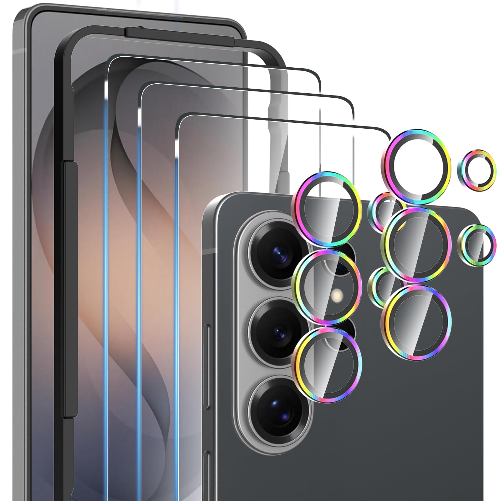 Anoowkoa 3 Pack Glass Screen Protector for Samsung Galaxy S26 Ultra + 2 Pack Galaxy S26 Ultra Camera Lens Protecto Tempered Glass.9H Hardness.Bubble-free.Support Fingerprint Unlock.Easy Installation