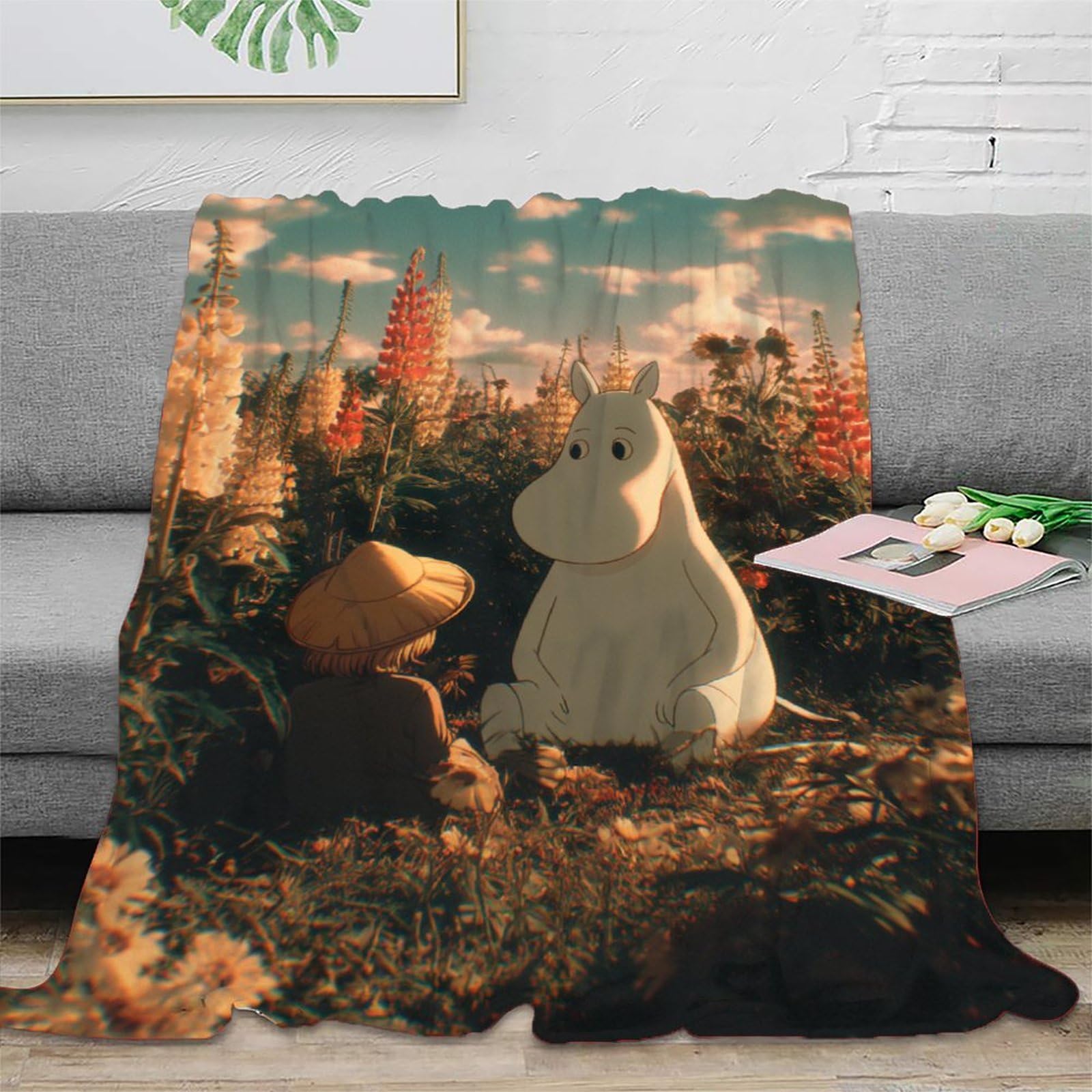 Shunxifq Boys Moomin Throw Blanket 3D Printed Bedding Plush Lightweight Fluffy Gifts Soft Cozy For Kids Teens Adults For Girls All Season Couch Sofa 50X60inch(127X152cm)