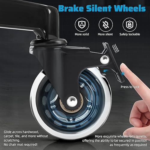 Miniatura 4 de Silla de oficina grande con respaldo alto con brazos abatibles, silla de escritorio ejecutiva con ruedas de bloqueo, soporte lumbar ajustable, silla