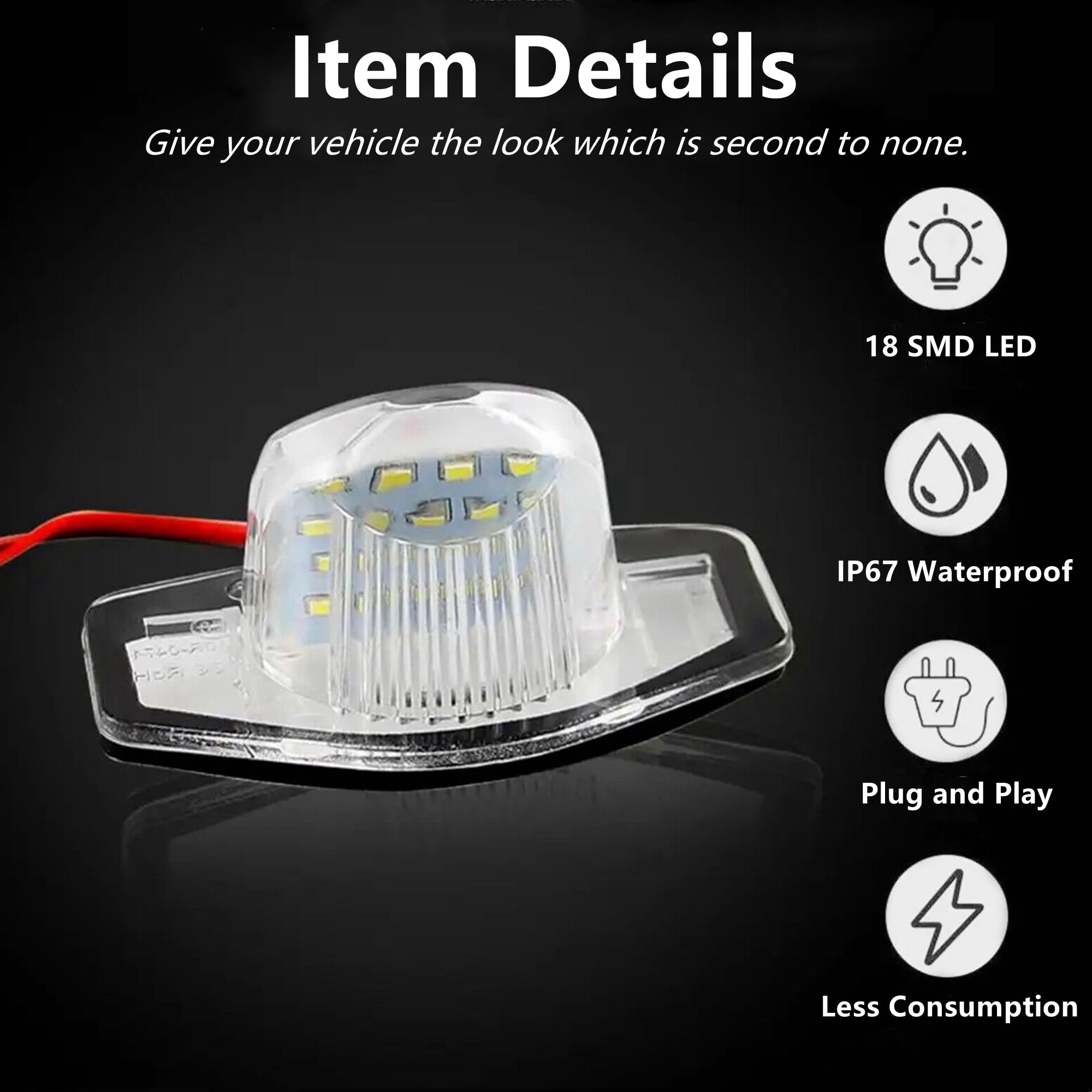 2-Piece LED License Plate Light Kit 6000K For 2007-2016 Honda CR-V & Fit – Plug & Play