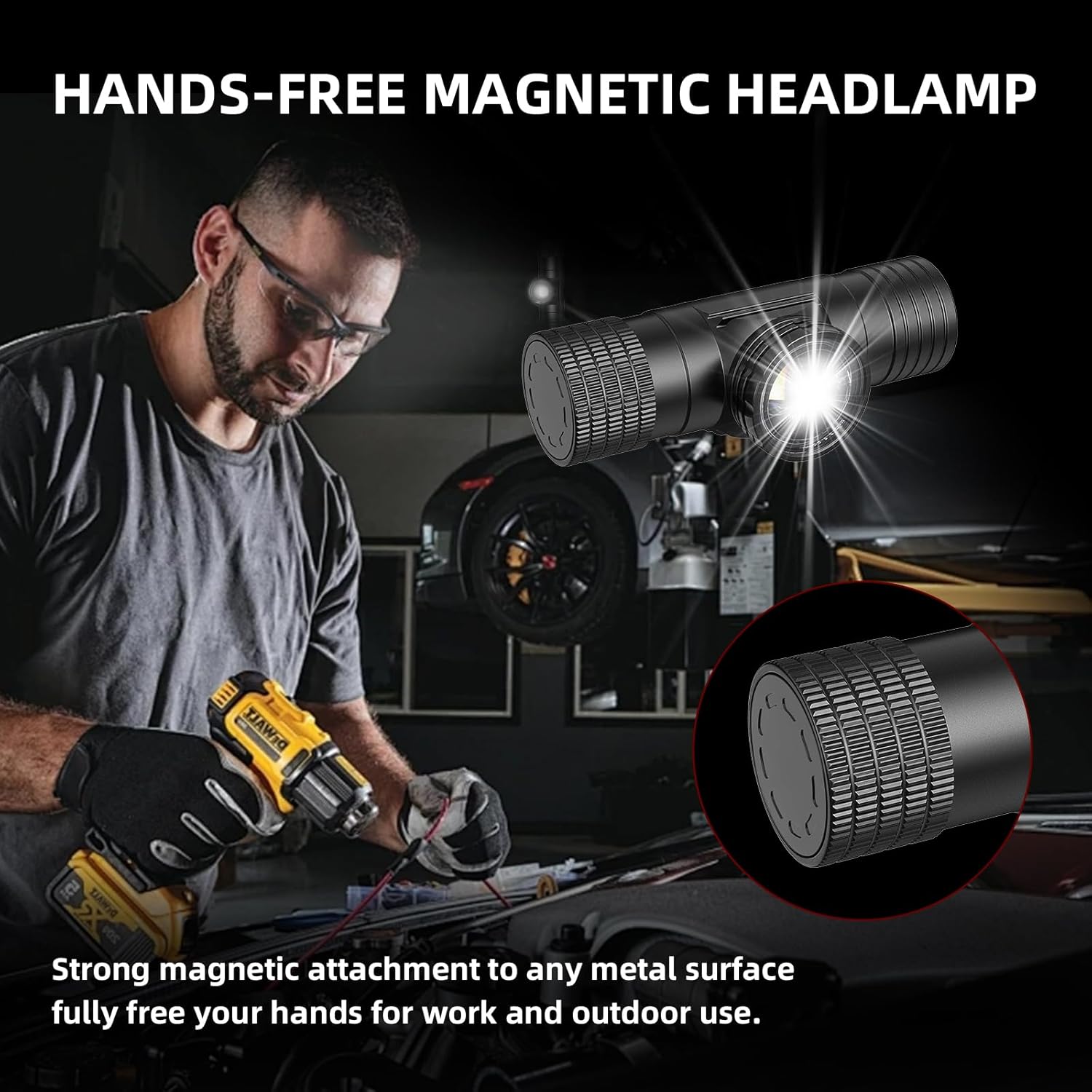 Headlamp Rechargeable 5000mAh Hard Hat Light,2700LM Forehead LED Flashlight Lightweight,Adjustable Zoom, IPX4 Waterproof for Camping, Running, Work, Hiking, Fishing