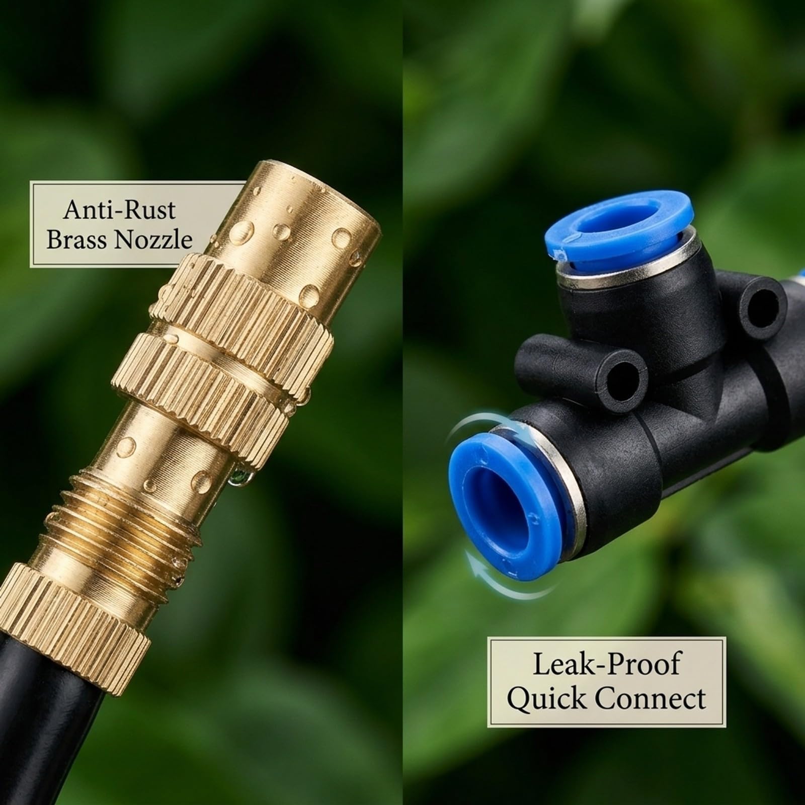 Sistema Di Irrigazione Automatico 30m, 16 Ugelli Regolabil, Kit di Nebulizzazione 6mm in Ottone, Risparmio Idrico per Giardino, Serra e Terrazzo, Fino all’80% di Acqua Risparmiata