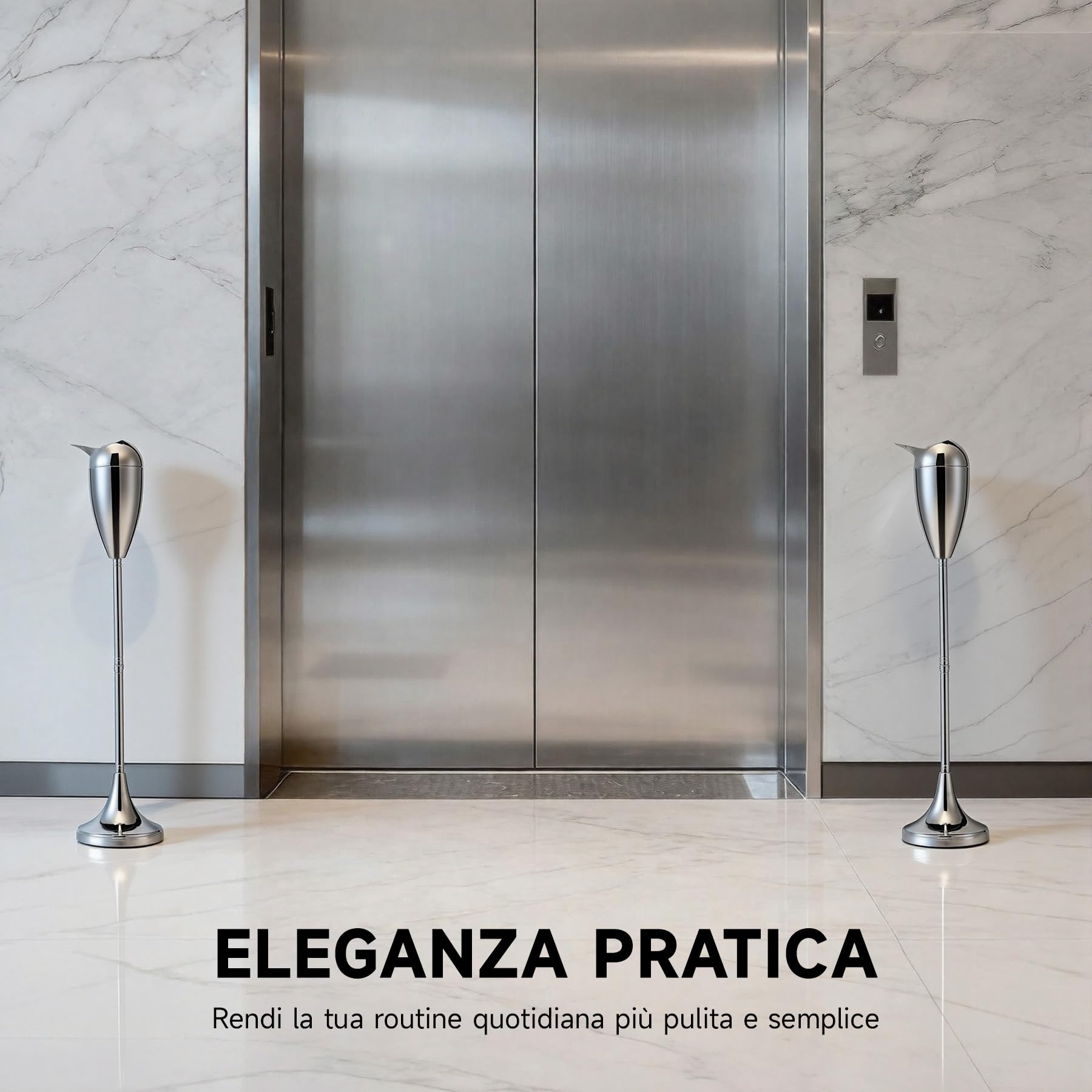 CO-Z Posacenere da Terra Regolabile in Altezza Posacenere a Colonna in Metallo Contemporane Altezza da 50,8 cm a 88,9 cm con Scatola di Sigarette (Cromato)