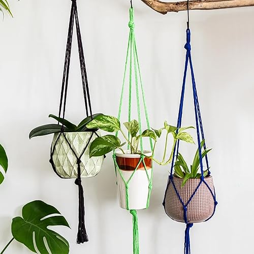 Miniatura 6 de Munzong - Cuerda de algodón de macramé de 0.197 in x 109 yardas, 4 hebras, cuerda de algodón torcida natural hecha a mano color verde oscuro de 4