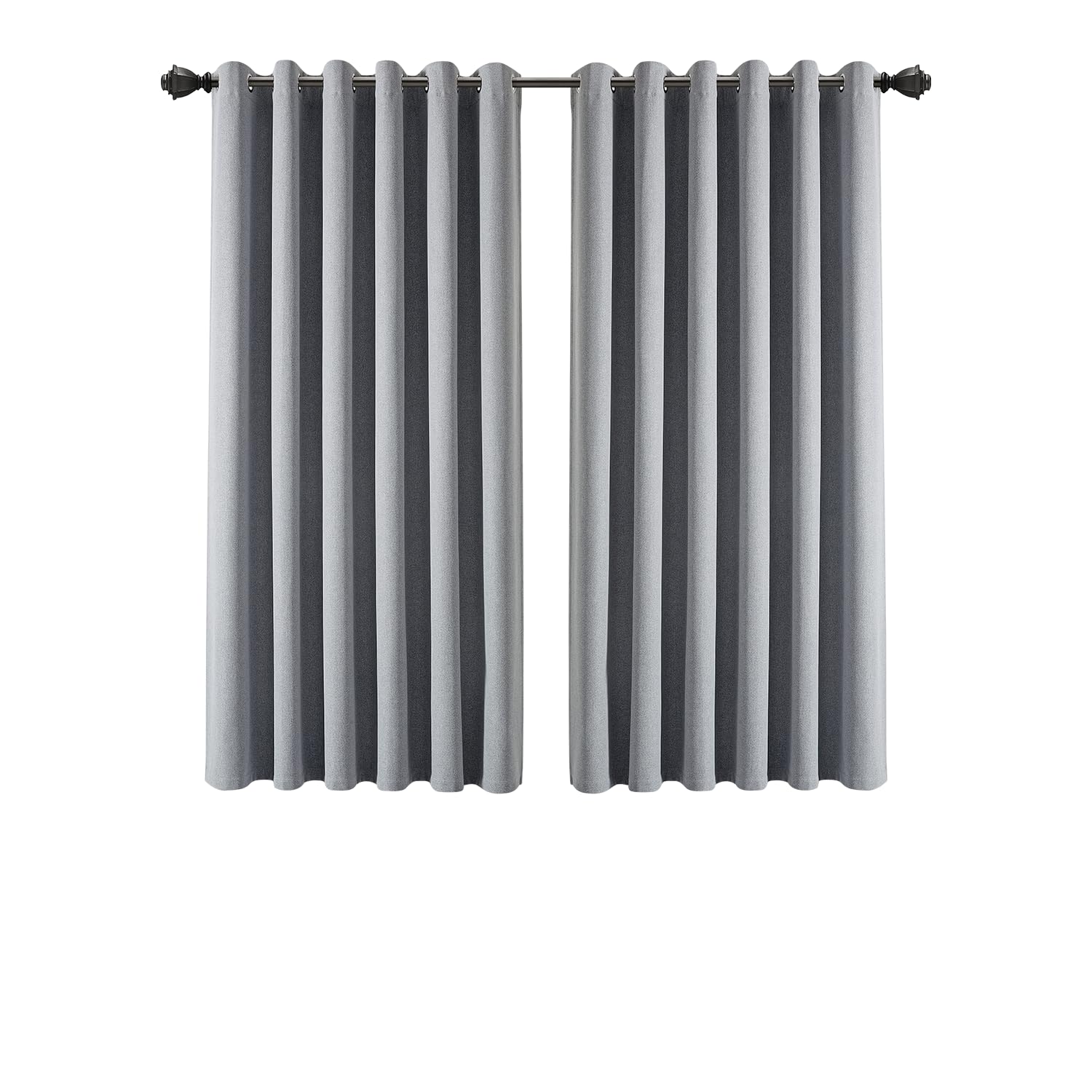 INSPIRE HOMEWARE 100% Blackout Curtains for Bedroom 46x54 Grey Linen Curtains Super Soft & Energy Saving Thermal Insulated Eyelet Curtain 2 panels with Matching Tiebacks โ image 1