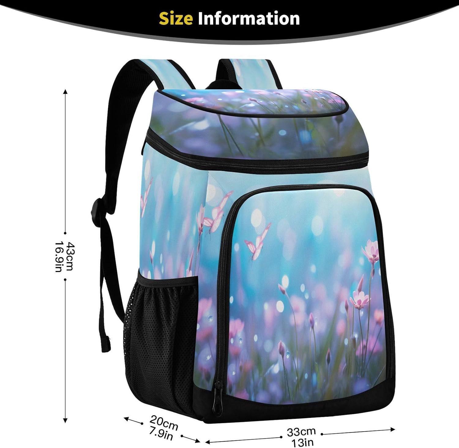 Beautiful Spring Flowers Cooler Backpack 36 Cans Leakproof Waterproof Backpack Cooler Bag Beach Accessories Travel Camping Fishing Backpack for Women Men