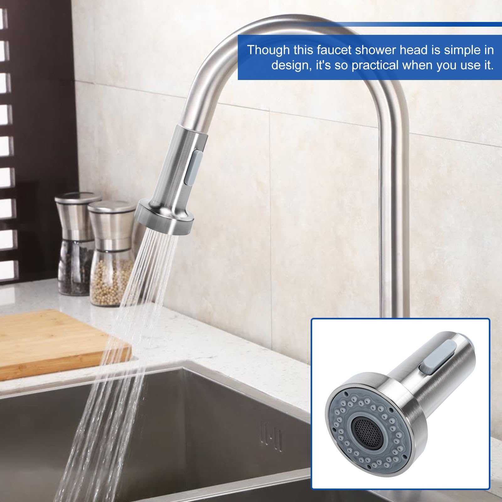 Anneome Doccetta Doccia per Rubinetto Cucina Spruzzatore Esterno, Materiale Abs Resistente All'ossidazione e Cadute, per Lavello Cucina Tubo Estraibile