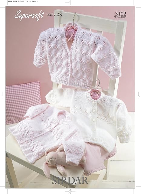 Sirdar 3102 Supersoft Baby Double Knitting Pattern, Cardigans, by Sirdar