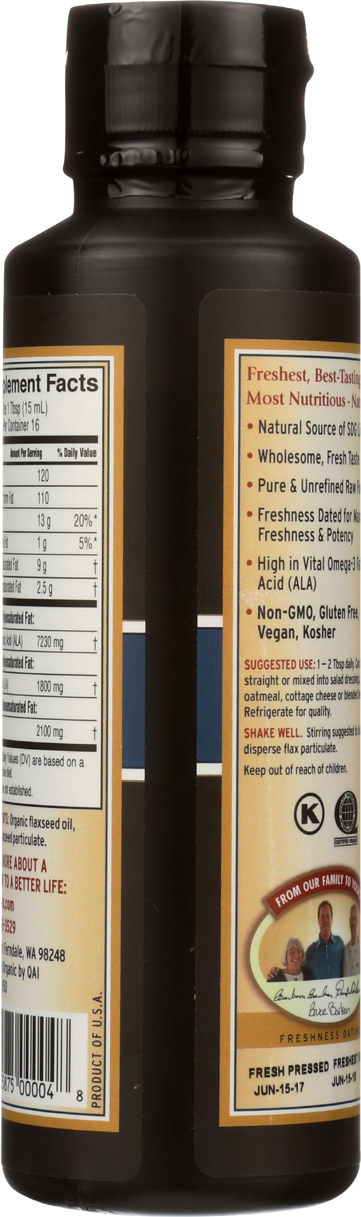 Barlean's Organic Lignan Flaxseed Oil, ALA Omega-3, Cold-Pressed, 8oz — Amazon image 4