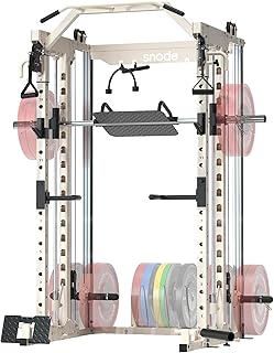 SNODE ALL10 Smith - Máquina para gimnasio en casa, estante de alimentación con cable cruzado, estante para sentadillas con prensa de piernas y tracción LAT avanzada, capacidad de peso de 2000 libras