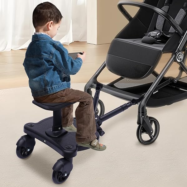 Buggy Board | Trittbrett für Kinderwagen Buggyboard mit Sitz Universal für Kinder von 3 bis 7 Jahren (25 KG), Kinderwagen Trittbrett, Buggyboard mit Sitz, Kiddy Boards für Kinderwagen - 4