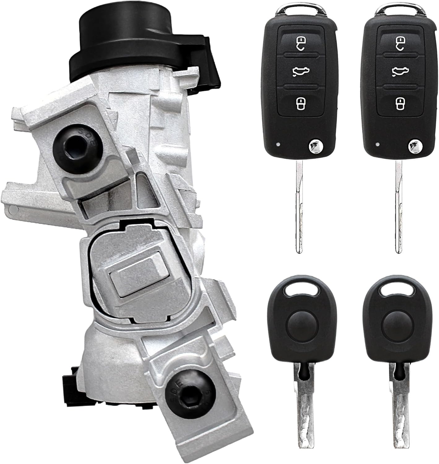 AUCERAMIC 1K0905851B Ignition Switch Lock Cylinder with Intelligent Key Fit 2006-2018 VW Jetta, 2004-2011 Golf, 2007-2011 Eos, 2006-2009 Rabbit Replace 1K0905841 1K0905865 Starter Switch