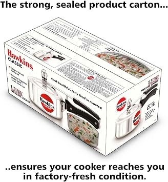Hawkins Aluminium 1.5 Litre Classic Pressure Cooker,Best Inner Lid Cooker,Small Cooker,Silver(Cl15)