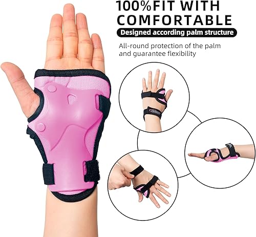 Miniatura 39 de Nattork Rodilleras para niños y jóvenes, rodilleras y coderas con muñequeras 6 en 1, juego de equipo de protección para monopatín, patines en línea