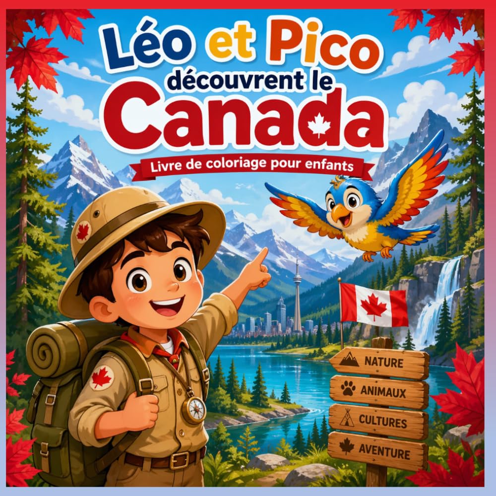 Léo et Pico découvrent le Canada: Livre de coloriage pour enfant (Léo et Pico autour du monde)