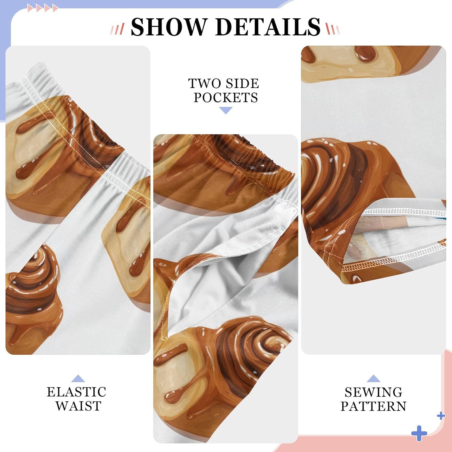 visesunny Boys' Pants Cinnamon Rolls Jogger Pants Elastic Waist Long Bottoms Trousers with Pockets S-XL