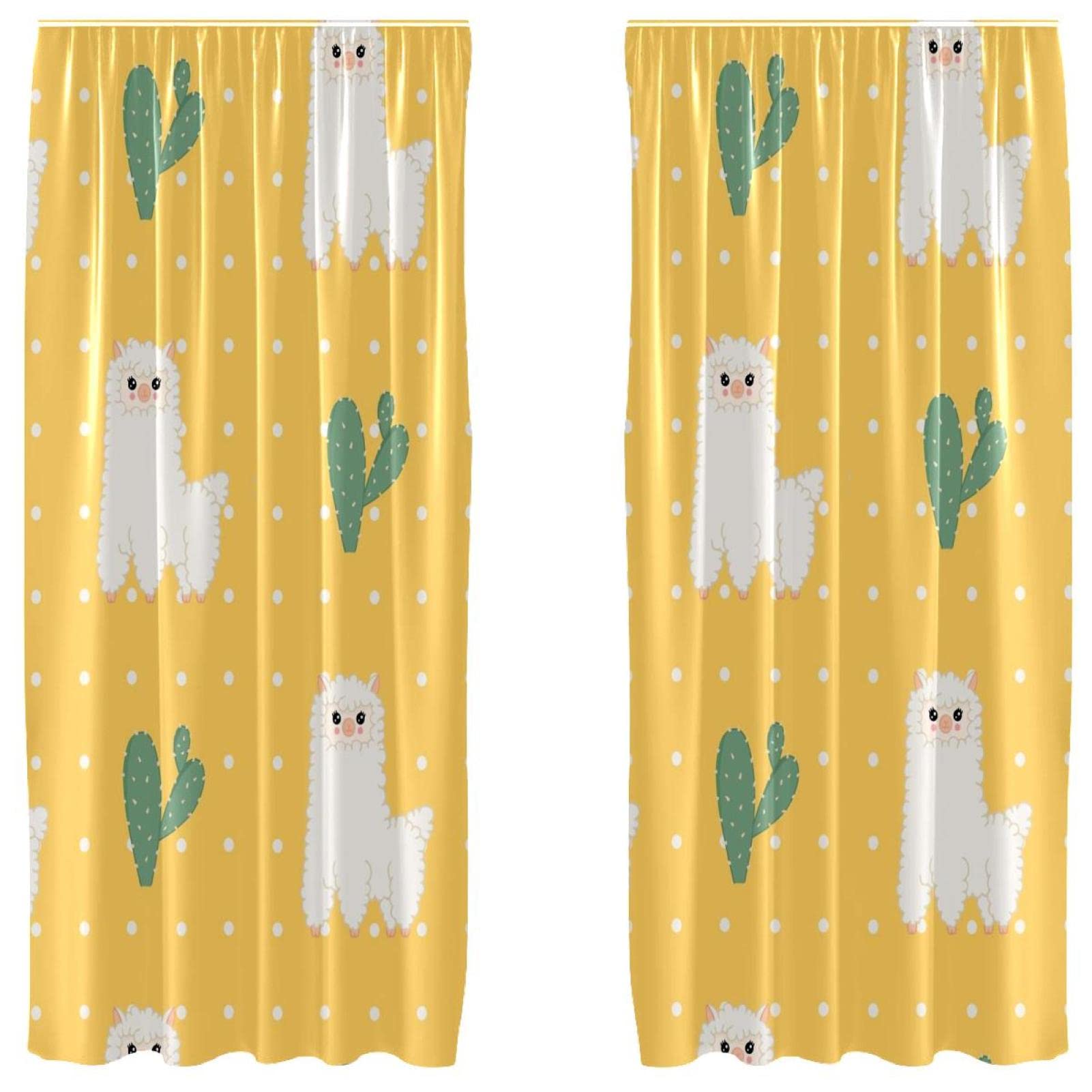 Cortinas decorativas amarillas ligeras, juego de 2 piezas de 139,7x213,4 cm