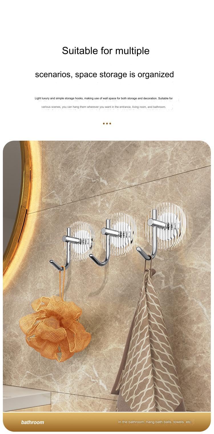 Ganchos adhesivos de alta resistencia, ganchos de pared, Gancho autoadhesivo de acrílico, paquete de 4, gancho adhesivo súper fuerte, resistente a la humedad y dorado, gancho de pared for baño, cocina