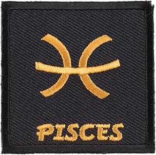 Zodiac Sign Pisces Black & Gold Patch, Zodiac Patches