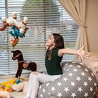 Vista 5 de WEKAPO Funda de Puf de Almacenamiento de Animales de Peluche para Niños Puf Rellenable con Cremallera para Organizar Juguetes de Peluche Gris