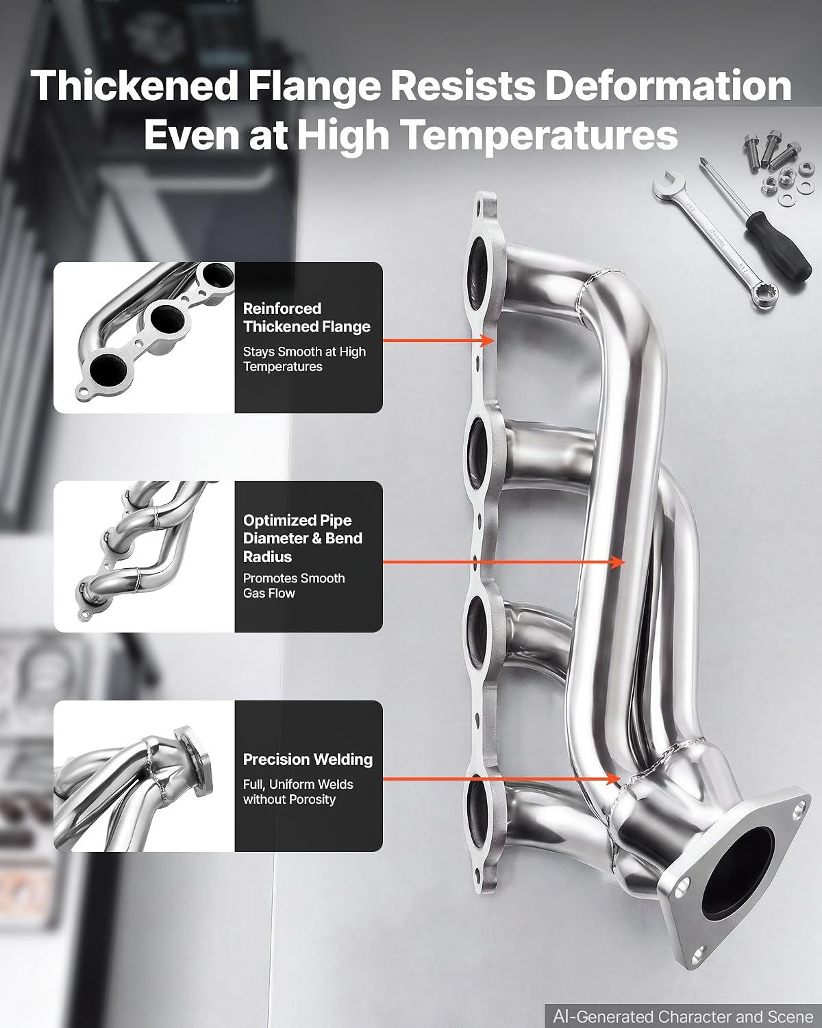 VEVOR Exhaust Headers Manifold Replacement Rust-Resistant Stainless Steel