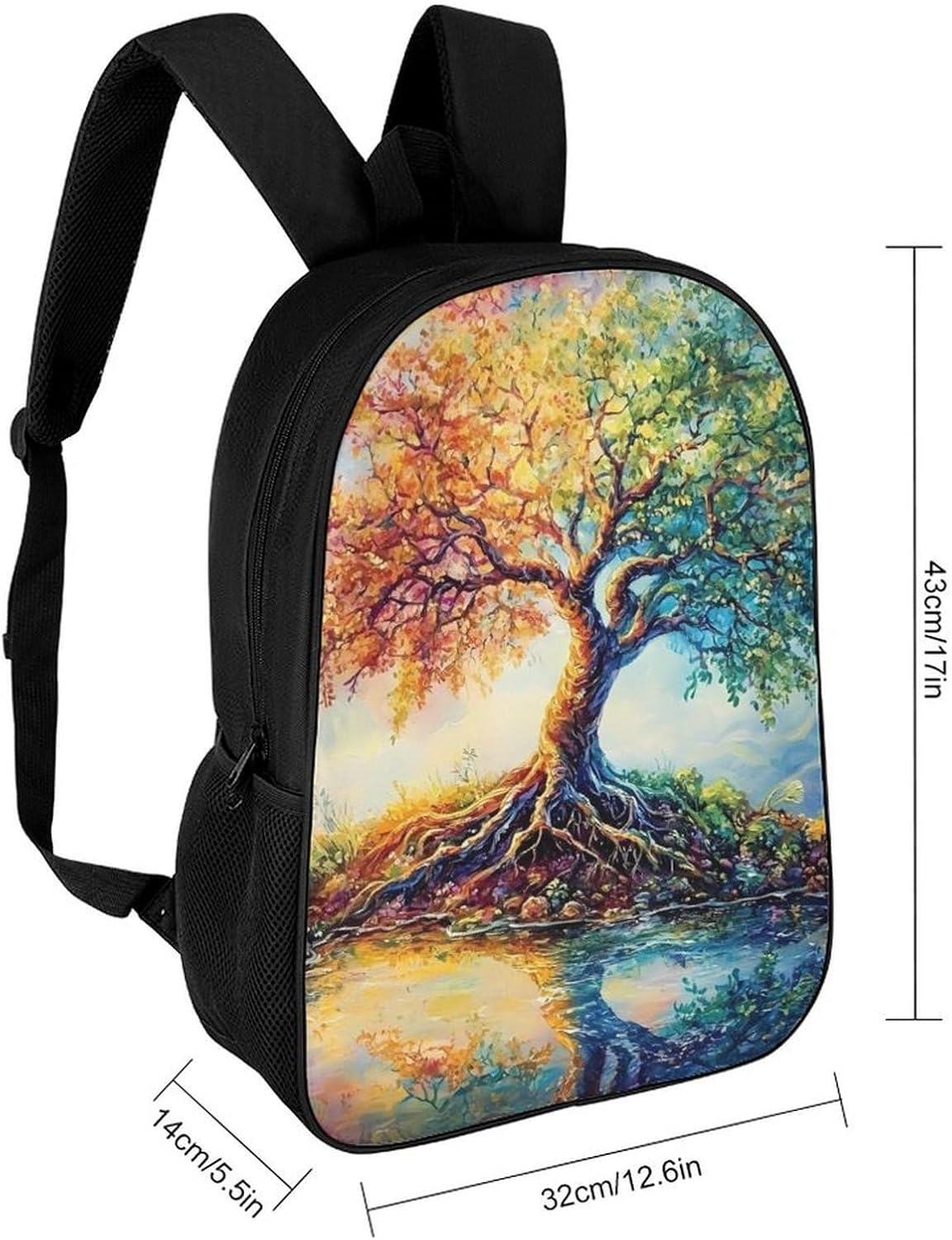Life Rainbow Tree Unisex Backpack 17" Casual Daypacks Simple Shoulders Bag for Camping Hiking Travel Gear