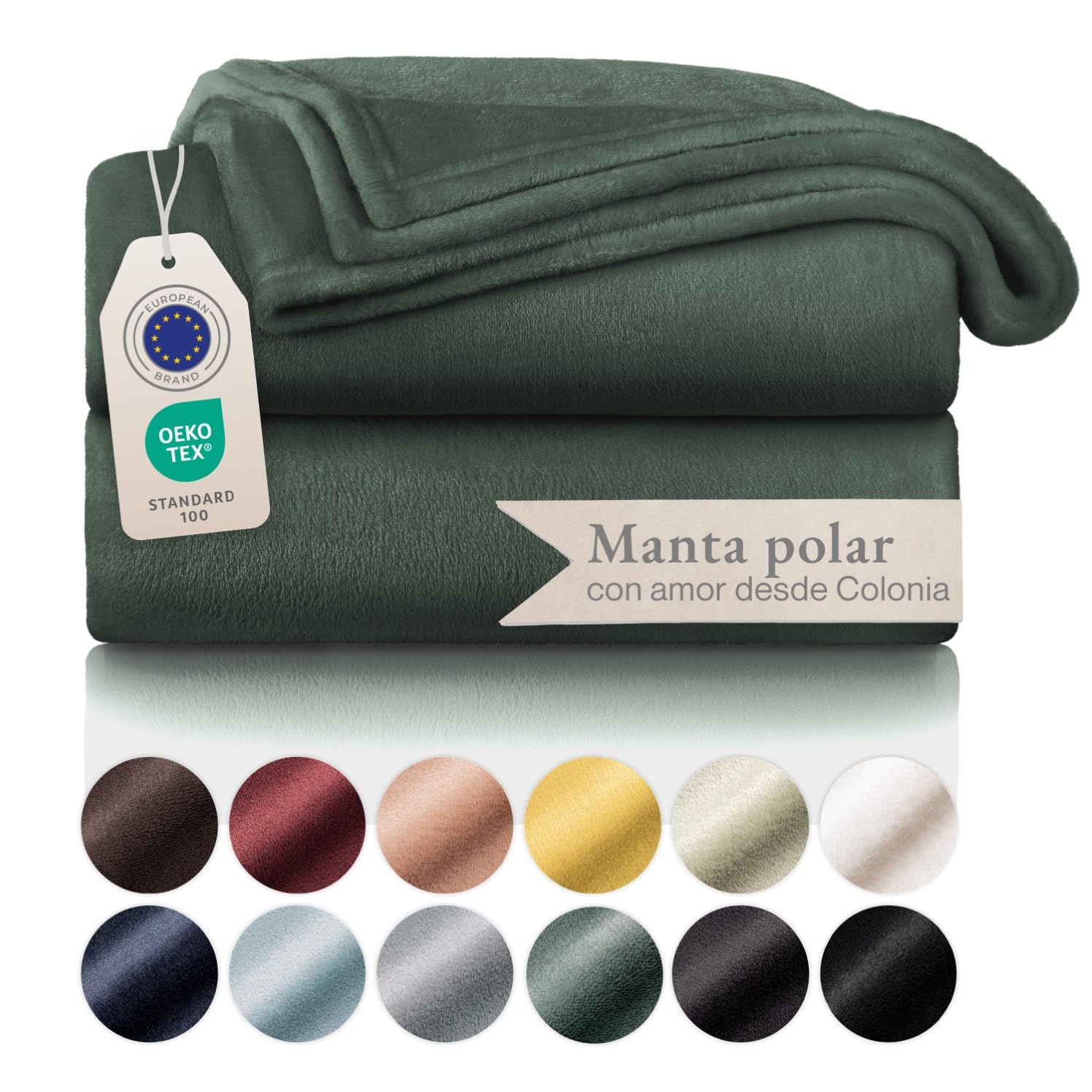 Blumtal Mantas para Sofá de Franela Suave y Acolchada - Manta Polar 100% Microfibra Extra Suave, Manta de sofá, de Cama o de Sala de Estar, Verde Oscuro, 150 x 200 cm OEKO-TEX STANDARD 100