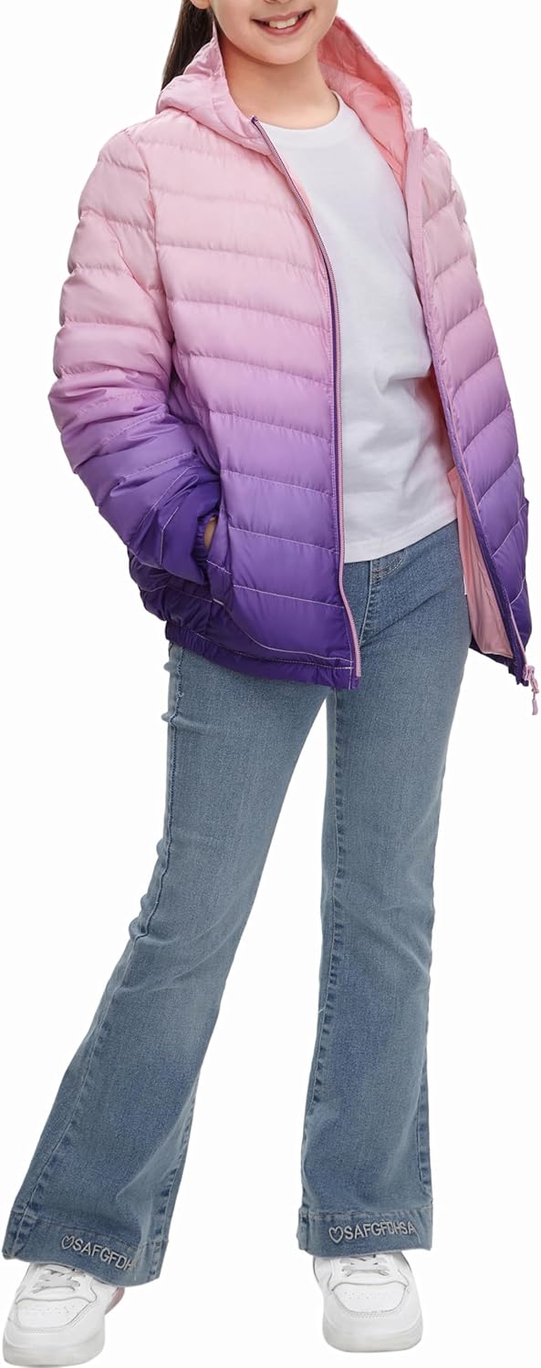 Rokka&Rolla Girls' Ultra Lightweight Packable Down Puffer Jacket Coat - Image 4