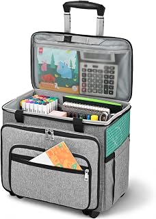 Rolling Bag with Detachable Dolly Multifunctional Rolling Briefcase Wheeled Bag for Work, Teaching, Office, Craft, Grey