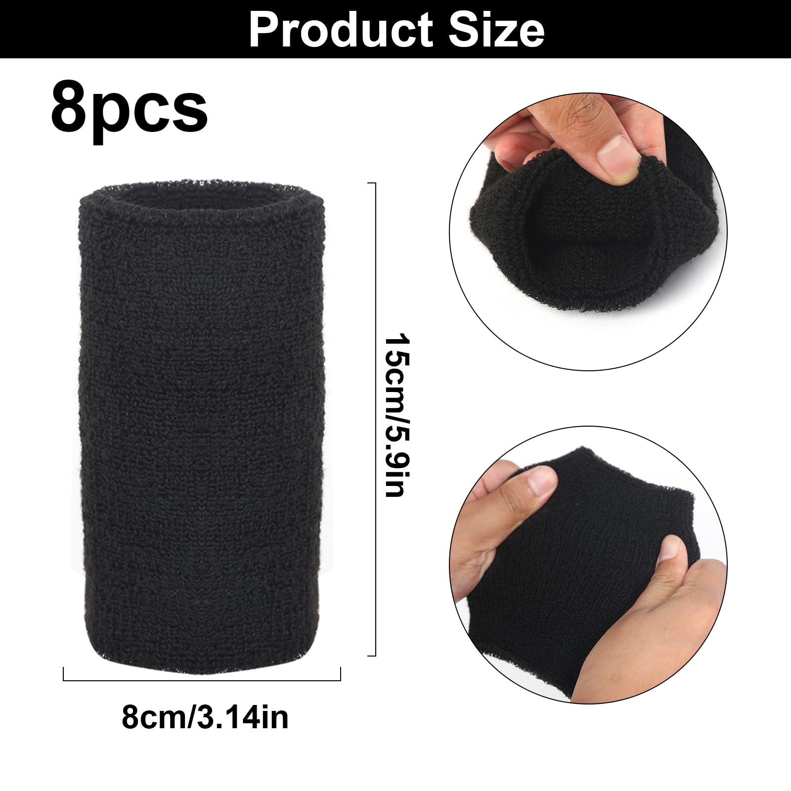 HANERDUN 6Pz Set Polsini per Fascia Sportivi Colorati in Cotone ad Alta Elasticità Polsini assorbenti dal Sudore Polsini per Il Sudore per Tennis Sport Basket Ginnastica
