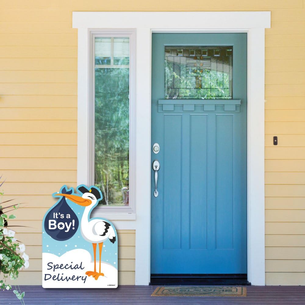Big Dot of Happiness Boy Special Delivery - Baby Shower Decorations - Blue It's A Boy Stork Baby Announcement & Welcome Yard Sign