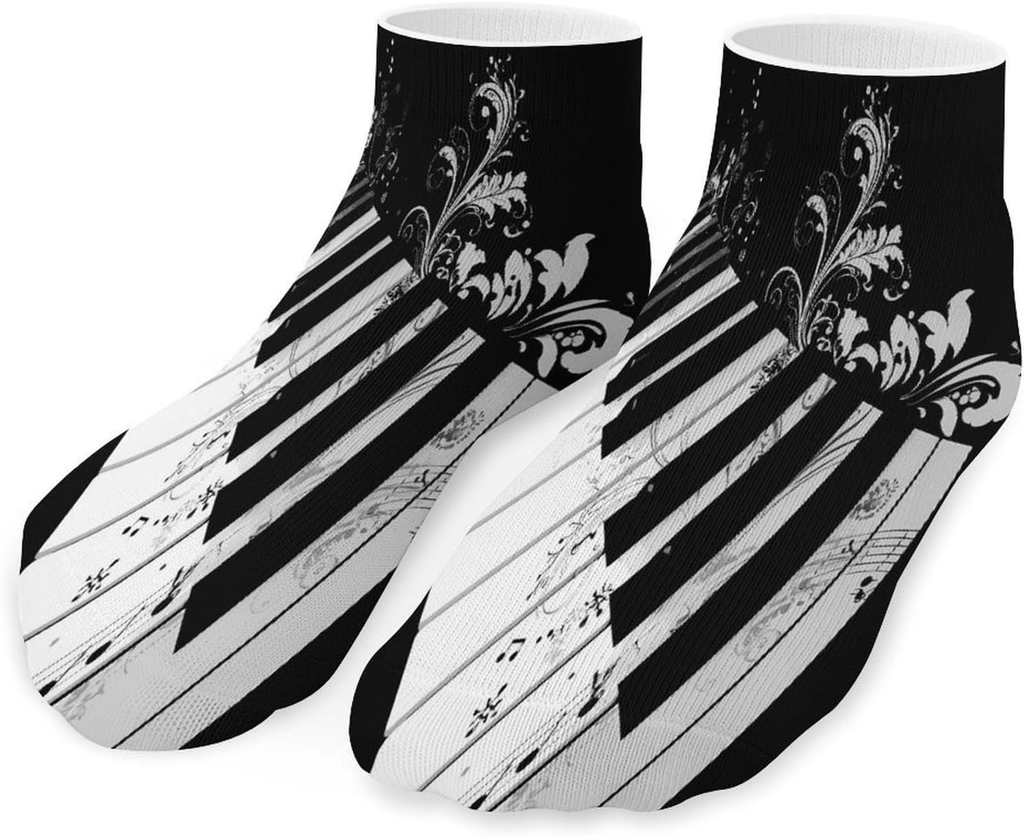 Piano Keys Music Note Socks for Men Women 5 Pairs Ankle Socks