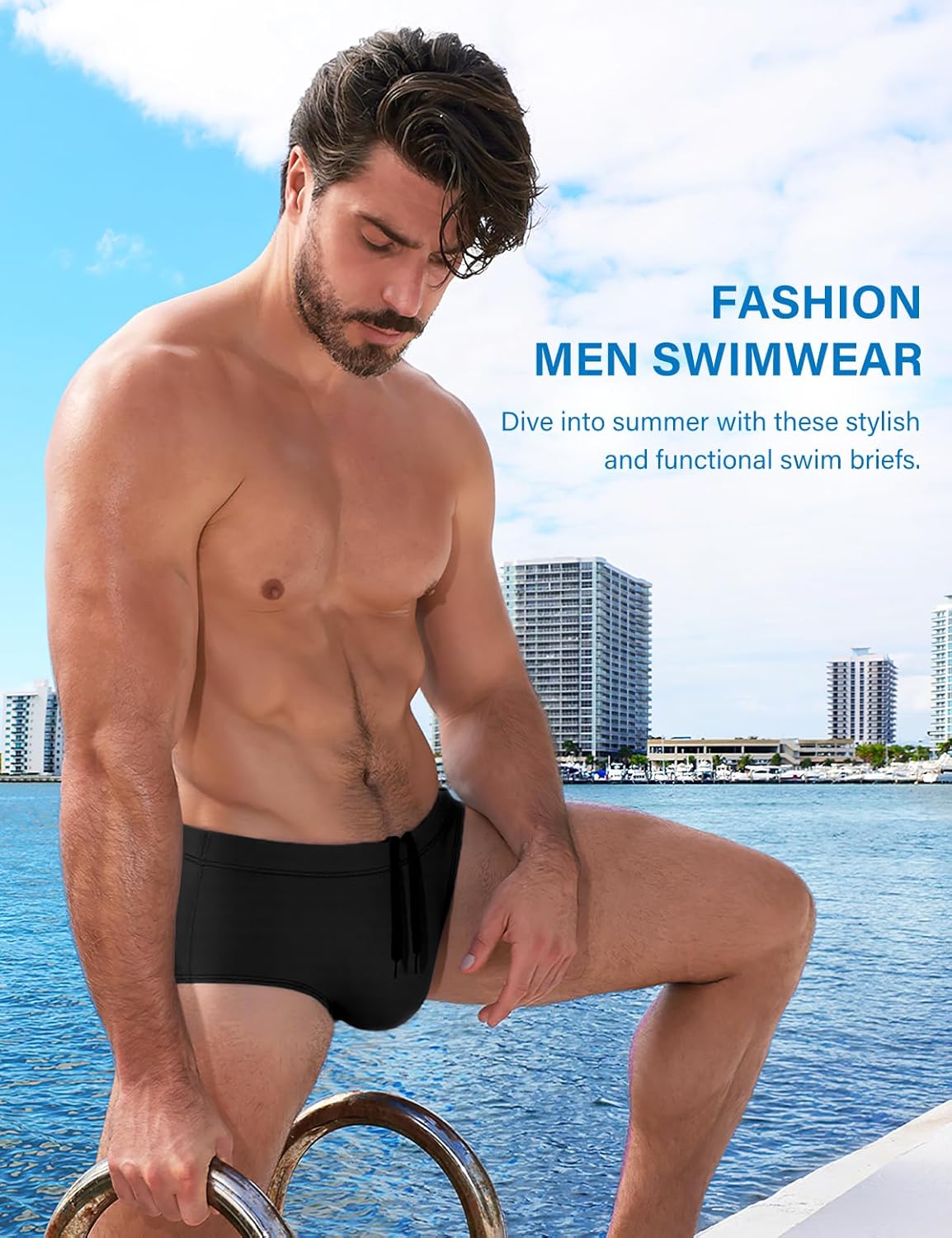 Casey Kevin Men's Classic Solid Swim Briefs Sexy Bikini Underwear Tan Through Full Coverage Swimwear - Image 6