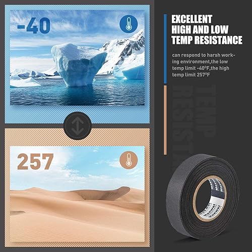 Miniatura 2 de Cinta de tela automotriz  2 rollos de fuerte flexibilidad, alta resistencia a la abrasión, fuerza adhesiva, cinta de arnés de cables resistente para